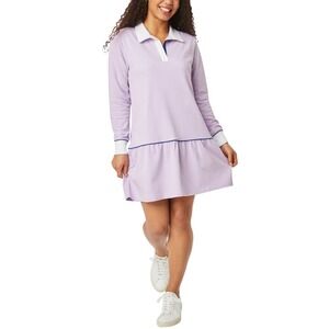 Roller Rabbit Lavender Long Sleeve Polo Dress with White Trim